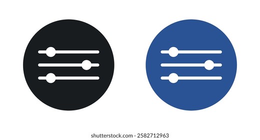 Settings sliders icons set vectors black and colored style