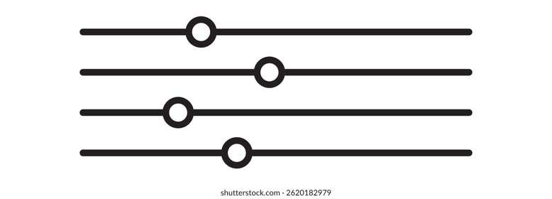 Settings sliders line icon vector illustration set. slider control options menu icon vector sign. Equalizer Vector icon. Adjustment Filter icon set for apps and website