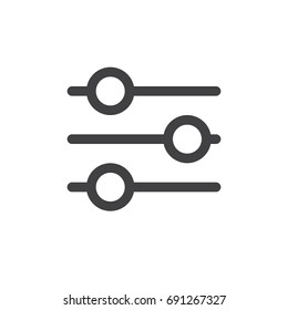 Settings sliders line simple icon, outline vector sign, linear style pictogram isolated on white. Preferences symbol, logo illustration. Editable stroke. Pixel perfect vector graphics