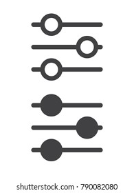 Settings sliders simple icon, line and solid version, outline and filled vector sign, linear and full pictogram isolated on white. Preferences symbol, logo illustration, pixel perfect vector graphics