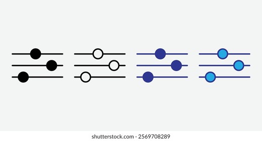 Settings sliders thin liner icon Vector. Settings icon Vector. Sound mixer icon. Control Volume Icon.