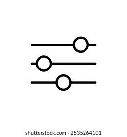 Settings Sliders vector icon. Editable black stroke.