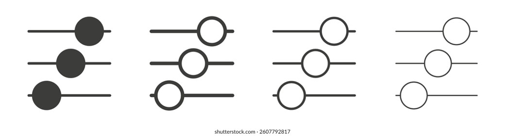 Settings sliders vector icons in black and blue colors
