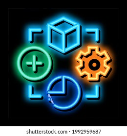 settings software neon light sign vector. Glowing bright icon settings software sign. transparent symbol illustration