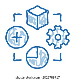 settings software sketch icon vector. Hand drawn blue doodle line art settings software sign. isolated symbol illustration
