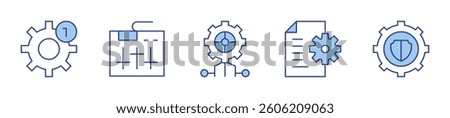 settings, support, document. Settings Icon vector illustration. Line Duotone style. Editable stroke.