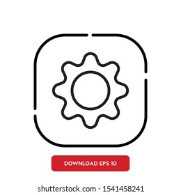 Settings symbol, gear outline vector icon