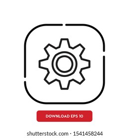 Settings symbol, gear outline vector icon