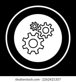 settings symbol, vector settings icon with black outline in circle