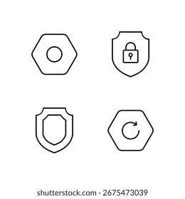 Configurações Atualização do sistema Ícones de segurança e blindagem definidos para o Digital Protection Dashboard