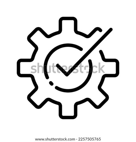 Settings with tick line icon. Wrench, mechanism, settings, parameters, search, research, correction, setting, sorting. The concept of parameters. Vector line icon on white background