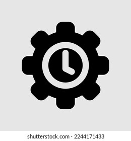 Settings time icon in solid style, use for website mobile app presentation