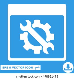 Settings Tools Calendar Page icon. Vector EPS illustration style is flat iconic symbol, white color.