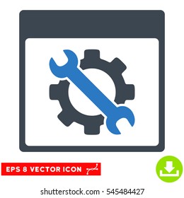 Settings Tools Calendar Page icon. Vector EPS illustration style is flat iconic bicolor symbol, smooth blue colors.