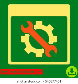 Settings Tools Calendar Page icon. Vector EPS illustration style is flat iconic bicolor symbol, orange and yellow colors.
