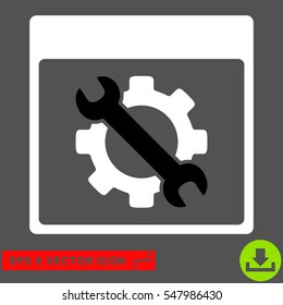Settings Tools Calendar Page icon. Vector EPS illustration style is flat iconic bicolor symbol, black and white colors.