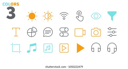 Settings UI Pixel Perfect Well-crafted Vector Thin Line Icons 48x48 Ready for 24x24 Grid for Web Graphics and Apps with Editable Stroke. Simple Minimal Pictogram Part 5-6