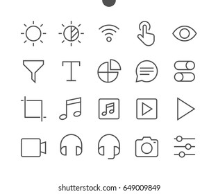 Settings UI Pixel Perfect Well-crafted Vector Thin Line Icons 48x48 Ready for 24x24 Grid for Web Graphics and Apps with Editable Stroke. Simple Minimal Pictogram Part 5-6