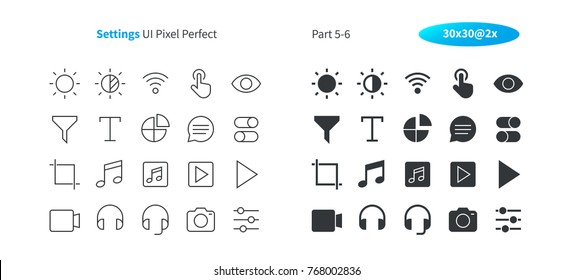 Settings UI Pixel Perfect Well-crafted Vector Thin Line And Solid Icons 30 2x Grid for Web Graphics and Apps. Simple Minimal Pictogram Part 5-6