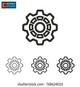 Settings vector icon. Black illustration isolated on white background. Thin line symbol. Editable stroke.