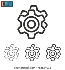 Settings vector icon. Black illustration isolated on white background. Thin line symbol. Editable stroke.