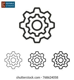 Settings vector icon. Black illustration isolated on white background. Thin line symbol. Editable stroke.