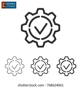 Settings vector icon. Black illustration isolated on white background. Thin line symbol. Editable stroke.
