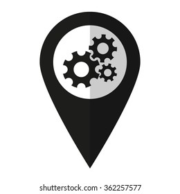 Settings - vector icon;  black map pointer