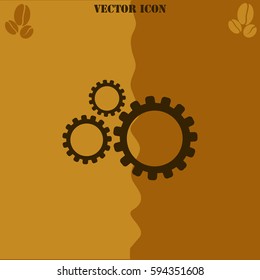 Settings vector  icon. Coffee symbol background.