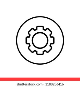 Settings vector icon, gear symbol. Simple, flat design for web or mobile app