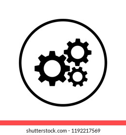 Settings vector icon, gear symbol. Simple, flat design for website or mobile app