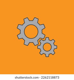 Settings vector icon. Grey illustration isolated on orange background for graphic and web design.