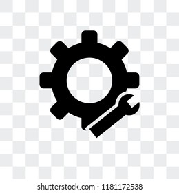 Settings vector icon isolated on transparent background, Settings logo concept