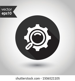 Settings vector icon. Machinery symbol. Gear sign. Cogwheel icon. Screw nut icon. Screw-nut vector sign. Vector flat sign. Cog sign. EPS 10. Round icon design with shadow