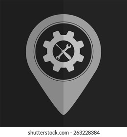 settings vector icon - map pointer. Flat design
