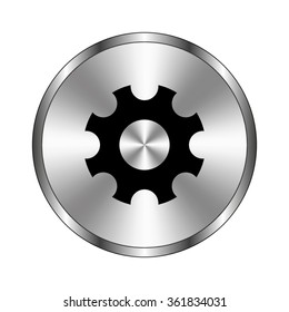 Settings - vector icon;  metal button