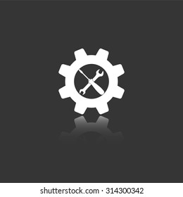 settings vector icon with mirror reflection
