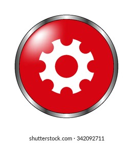 Settings - vector icon on the  red button