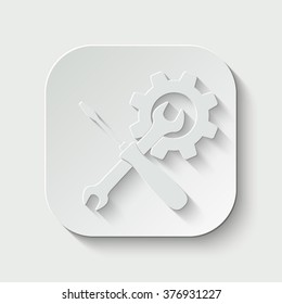 settings vector icon - paper illustration