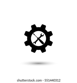 Settings vector icon with round  shadow