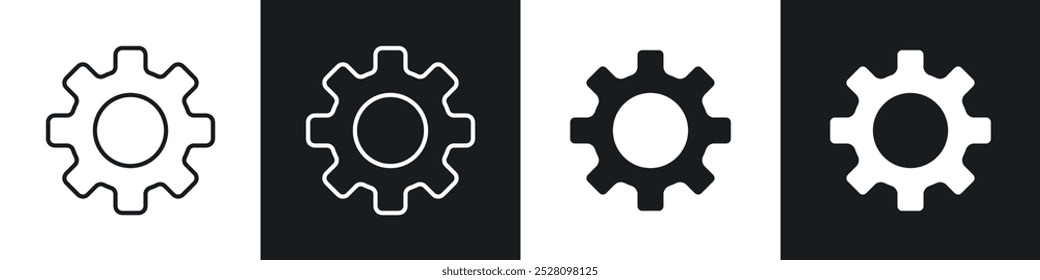 Settings vector icon set in black and white