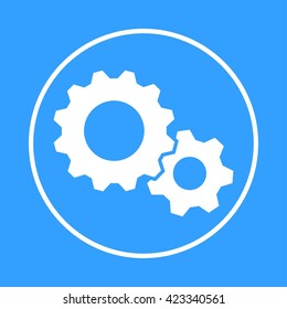 Settings    vector icon. White  Illustration isolated on blue  background for graphic and web design.