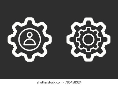 Settings vector icon. White illustration isolated on black background for graphic and web design.