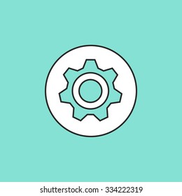 Settings  - vector icon in white on a green background.