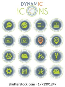 settings vector icons on white background with dynamic lines for animation for web and user interface design