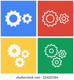 Settings vector icons set. White illustration isolated for graphic and web design.