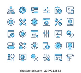 Settings. Vector line icons set. Black outline stroke symbols