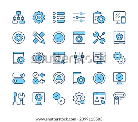 Settings. Vector line icons set. Black outline stroke symbols