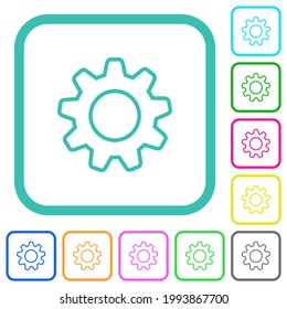 Settings vivid colored flat icons in curved borders on white background