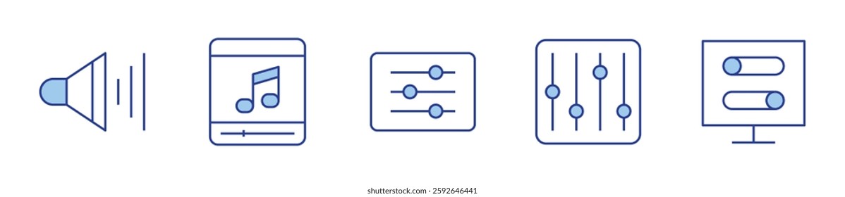 settings, volume, toggle, browser. Multimedia Icon vector illustration. Line Duotone style. Editable stroke.